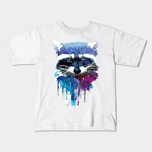 Cool racoon ART Watercolor print Kids T-Shirt